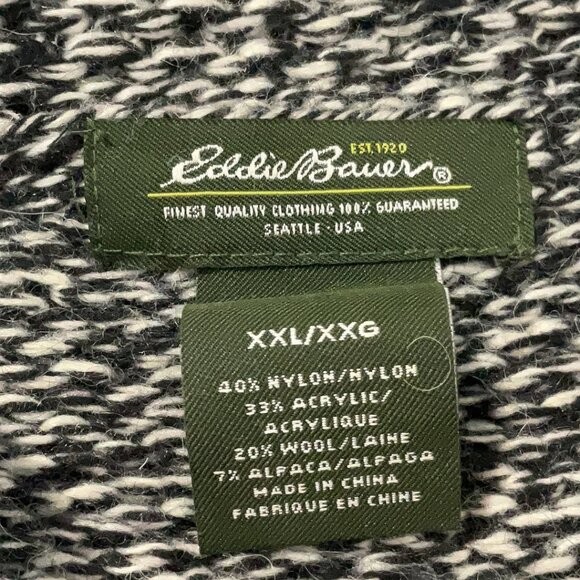 Eddie Bauer Chunky Knit Sweater 3/4 Sleeve Black White Womans Sz XXL Wool Alpaca - Picture 5 of 6